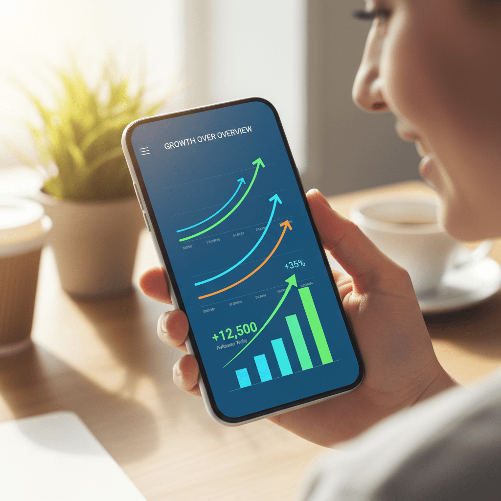 Analytics growth dashboard on smartphone